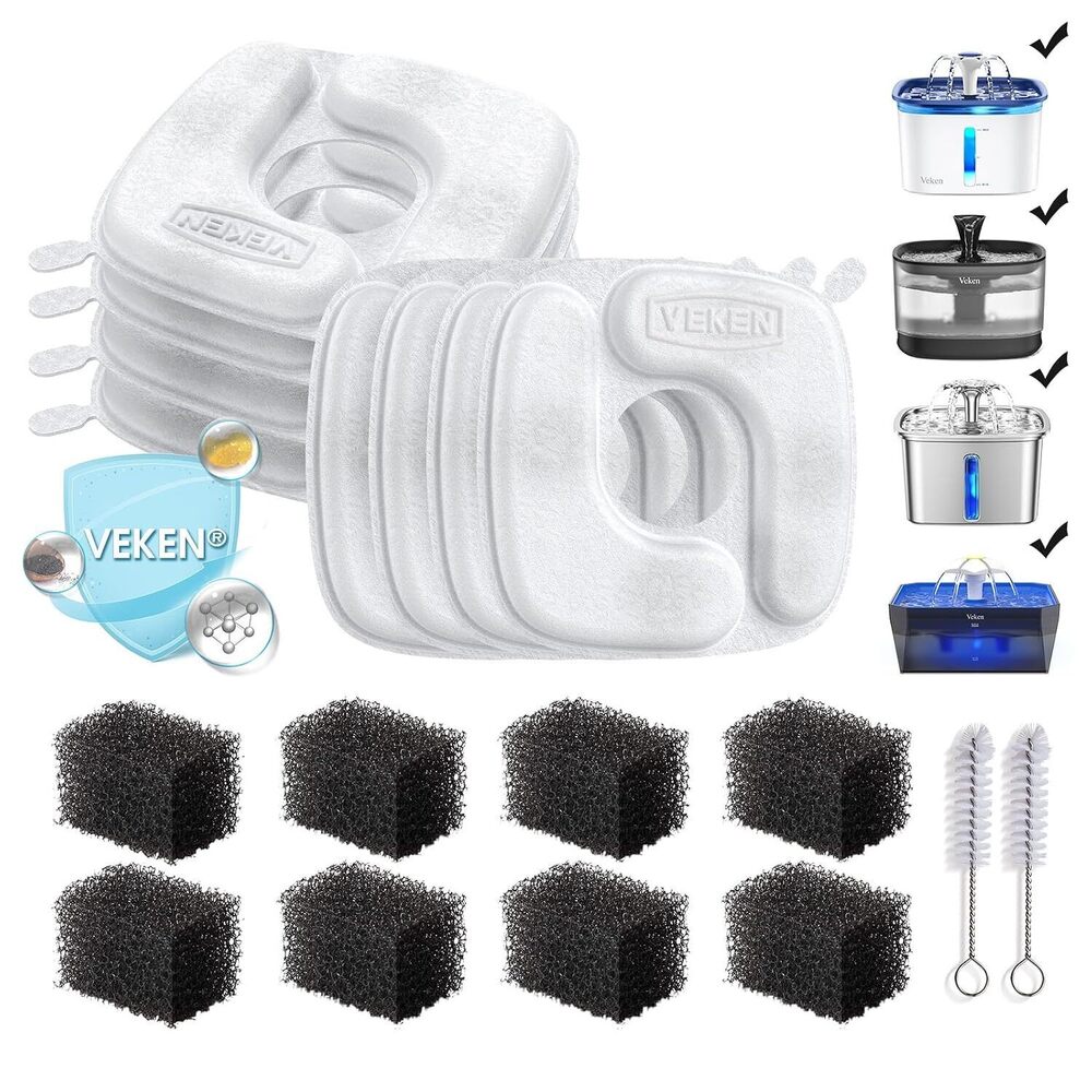 Cat Water Fountain Filters, 8 Pack Replacement Filters & 8 Pack